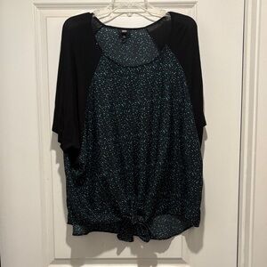 Mossimo Supply Co. Black and Teal Patterned Blouse